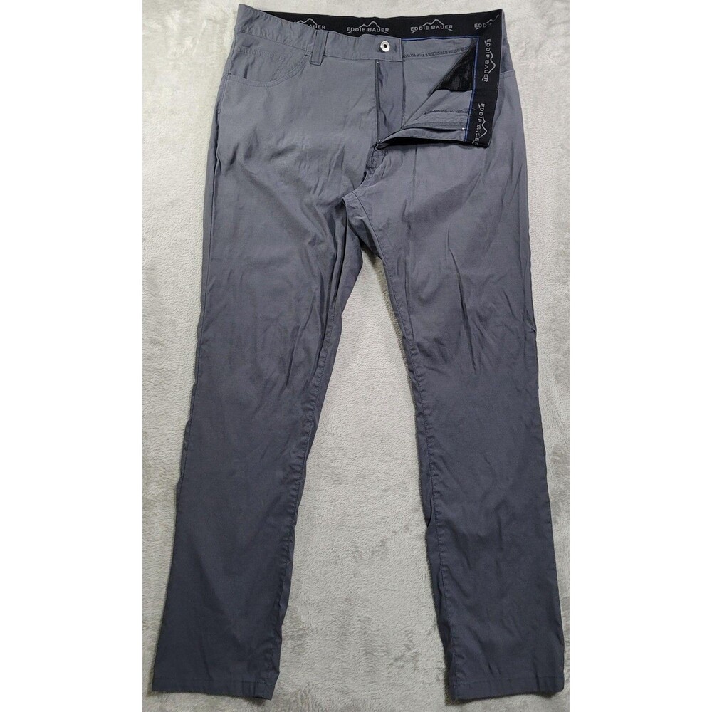 Eddie Bauer Pants Mens 38x34 Gray Lightweight Stretch Nylon Travel Chino Pockets